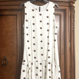 Precious polka dot beige dress with brown dots by Blu Pepper.